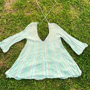 Vintage Missoni tunic, sea form green with light pink detailing! Size small